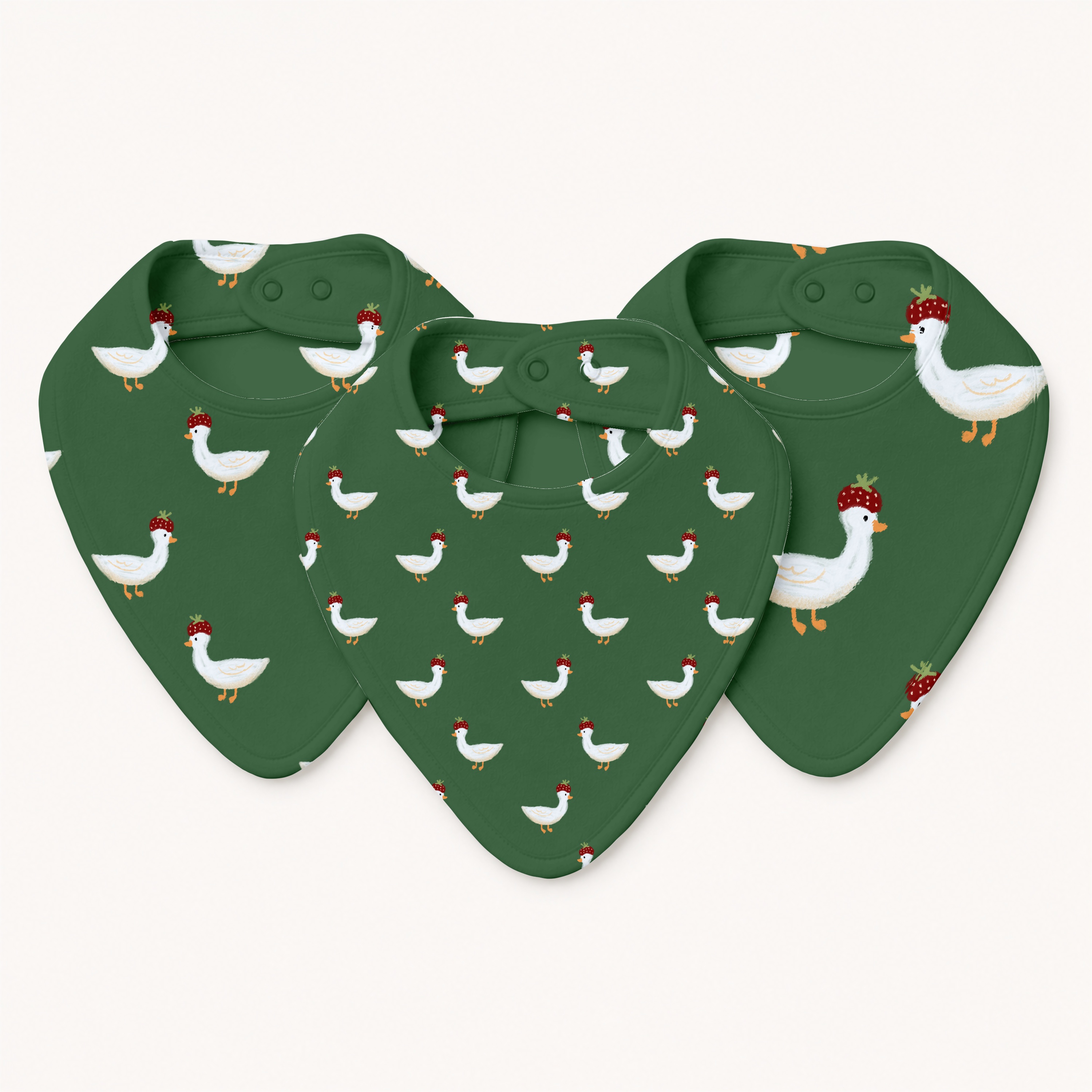 Strawberry.hat.goose 0 pattern shown on a children's apparel mockup